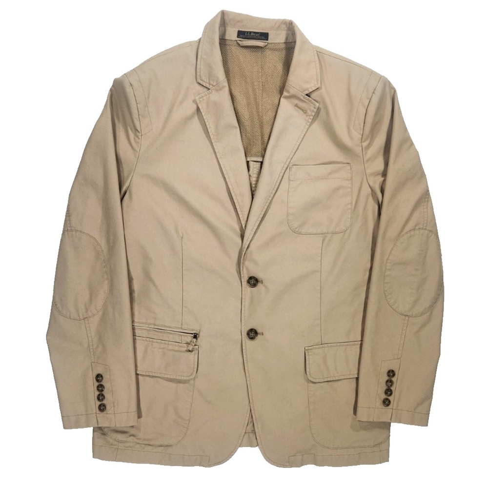 L.L. Bean Mens 44-Tall Blazer Jacket Cotton Sport Coat Elbow Patch Utility